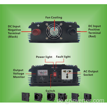 1000W 12 V 24 V reiner Sinus -Wellen -Solar -Wechselrichter